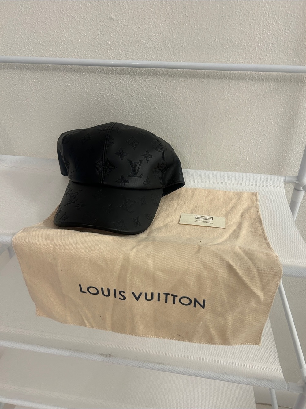 Louis Vuitton Black Embossed Monogram Leather Cap